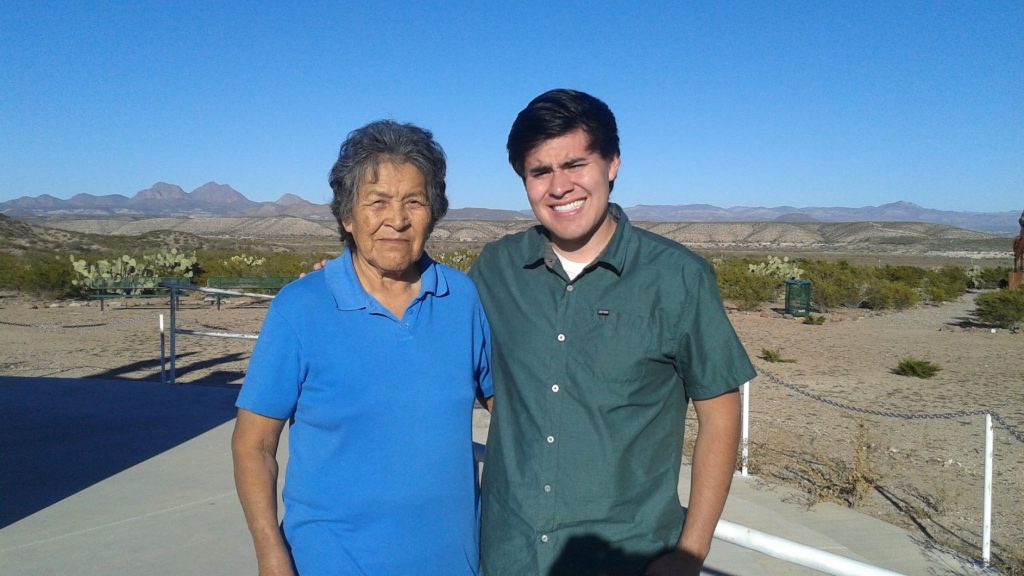 Samuel Pedro with his Grandma Vernita on the San Carlos Apache Reservation